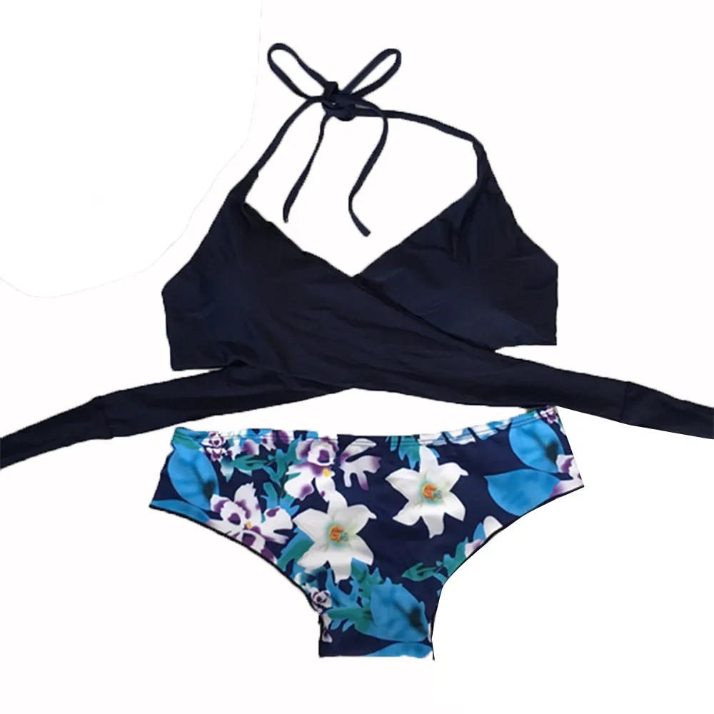 

2019 New Sexy Halter Cross Bikini Brazilian Bandage Swimsuit Women Push Up Swimwear Bikini Set Wrap Top Bathing Suit Free Ship