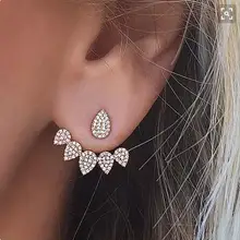 

Trendy Front Back Double Sided Crystal Stud Earrings For Women Geometric Ear Jacket Earrings Jewelry Accessories