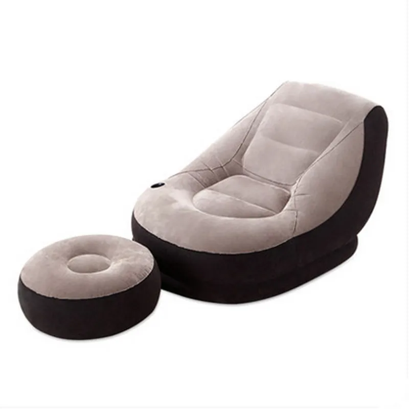 Inflatable Sofa Living Room Furniture Fashion PVC Flocking Beanbag Sofas With Footstool Free Shipping