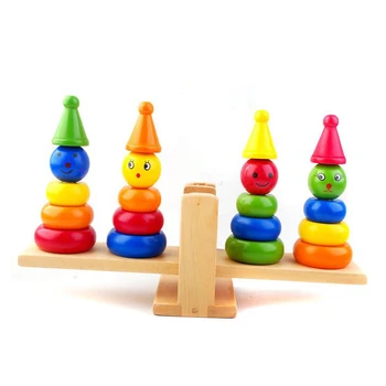 

Chanycore Learning Educational Wooden Toys Baby Rainbow Tower Balance Seesaw Circle Geometric Shape Blocks Column Kid Gift 4172