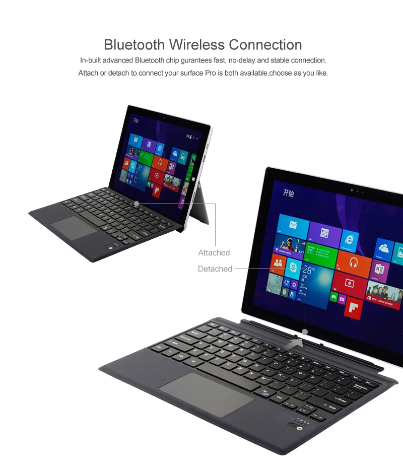 Bluetooth клавиатура с для microsoft Surface Pro 6/Pro 5/Pro 4/Pro 3, тонкий беспроводной чехол Bluetooth клавиатура с трекпадом