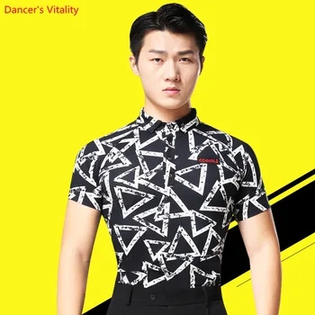 

Men's Ballroom Dance Tops 2018 New Adult Short Sleeves Latin Dance Practice Clothes Standard Ballroom Waltz Samba Dance Costumes
