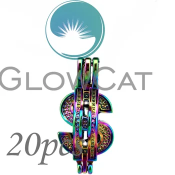 

20x CC753 Rainbow Colors USD Dollar Stone Beads Cage Jewelry Making Essential Oil Diffuser Pearl Cage Locket Pendant