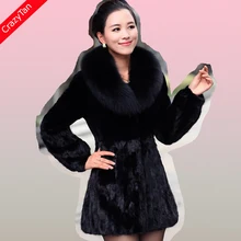 Женские большие размеры xxl xxxl xxxxl 5XL пэчворк искусственный мех пальто с меховым воротником Черный винтажный норковый мех пальто для продажи