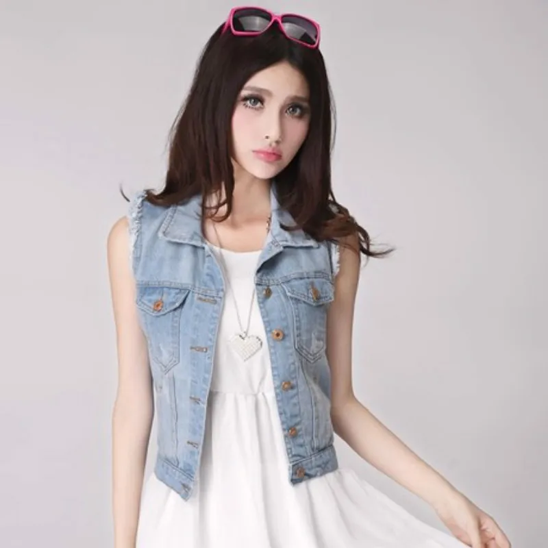 

My New In Spring Womens Denim Vests New 2017 Spring Autumn Sleeveless Button Fashion Jeans Vest Tops High Quality Plus Size 3XL