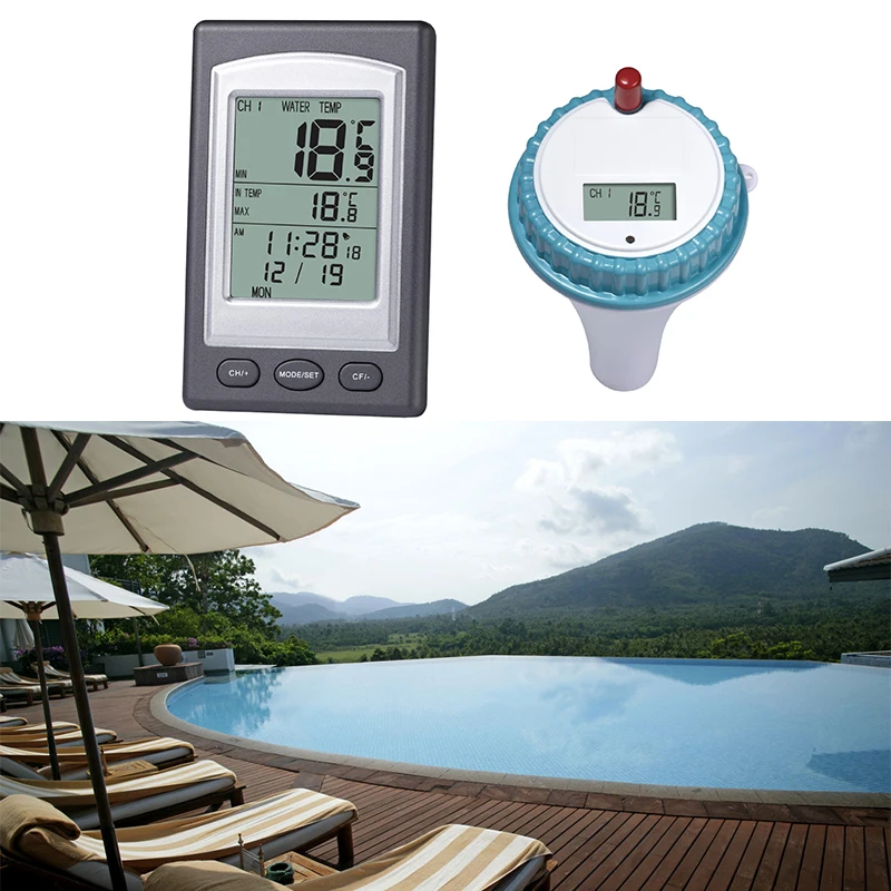 Wireless Digital LCD Display Swim SPA Pool Thermometer Indoor Outdoor