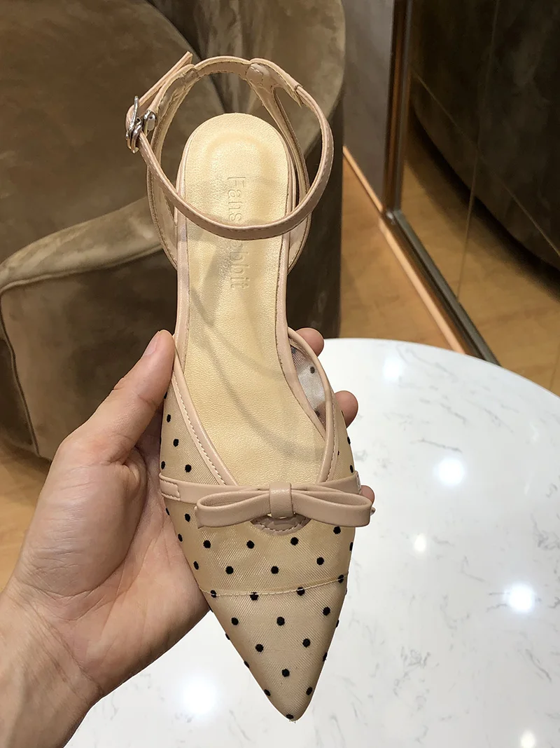 

Shallow mouth pointed shoes stiletto heels women casual wave point breathable back empty headband with sandals