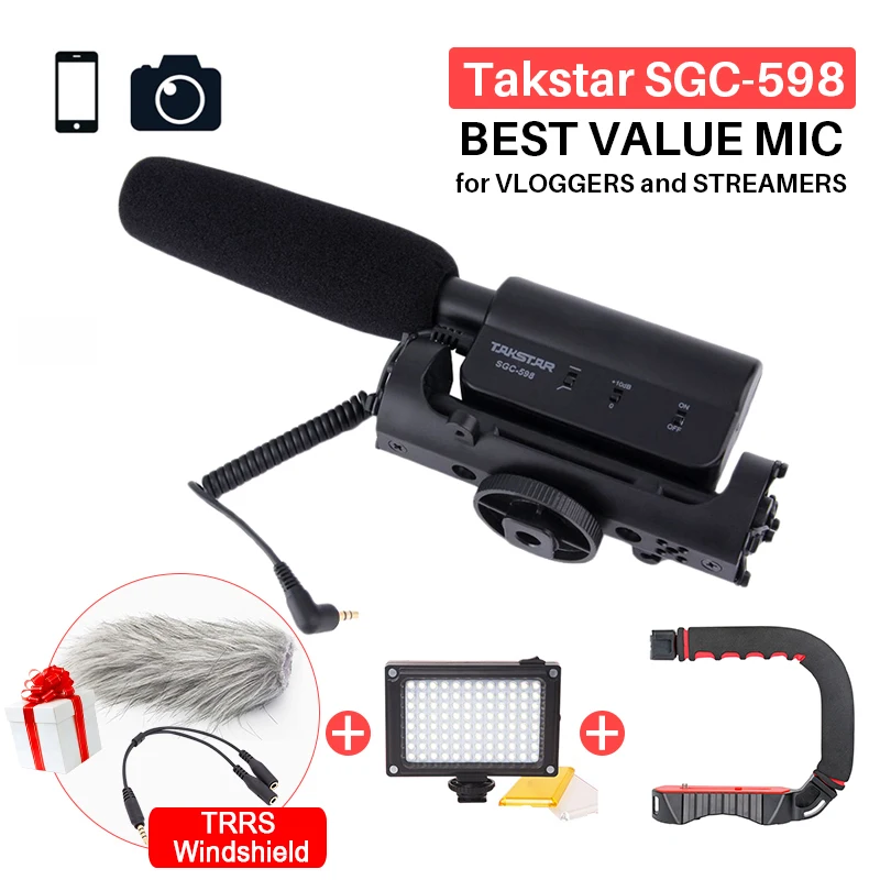 Microfone para Nikon Camcorder para Vloggers e videomaker Takstar Sgc 598 Fotografia Entrevista Shotgun Mic Canon Dslr Camera dv