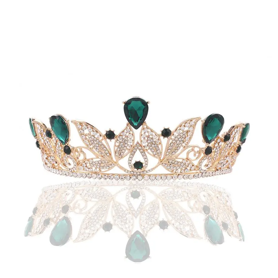 New Hot Sale Green Tiaras And Crowns Girls Bridesmaid Bride Crown Tiara