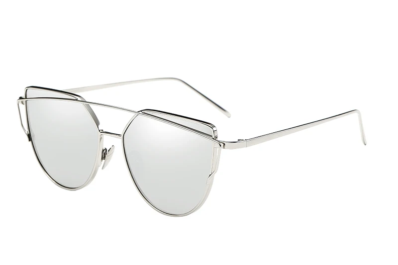 TOYEARN/Модные Винтажные женские солнцезащитные очки с кошачьим глазом для женщин и мужчин, фирменный дизайн, розовое золото, двойное зеркало, солнцезащитные очки для женщин - Цвет линз: C07  Silver Silver