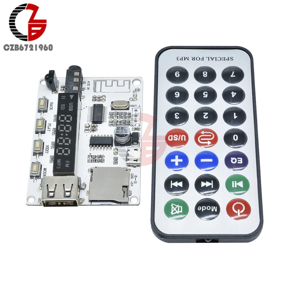 Цифровой светодиодный дисплей беспроводная плата декодирования Bluetooth FM MP3 TF Micro SD