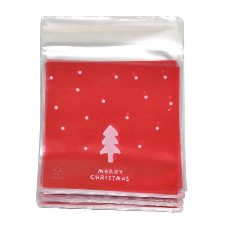 50 шт 10 см* 10 см мультфильм подарки сумки рождественские конфеты печенье упаковка самоклеющиеся пластиковые пакеты для печенья и закусок выпечки посылка