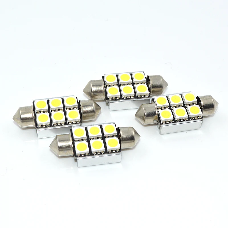 10 шт. 36 мм 6 SMD 5050 Белый купол Festoon CANBUS безошибочный автомобиль 3 светодиодных