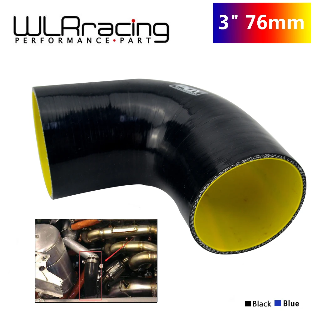WLR RACING 3 дюйма 76 мм 90 градусов силиконовый шланг впускная турбо трубка синяя