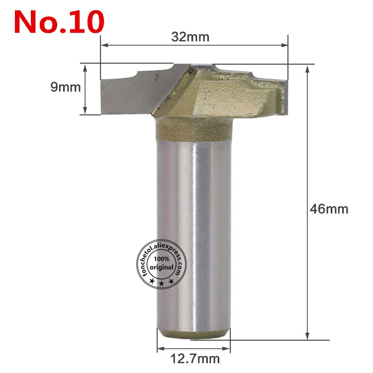 12.7mm Shank-1PCS,cnc solid carbide engraving woodworking router bit,trimmer wood milling cutter,Cabinet door lace knife - Длина режущей кромки: No.10