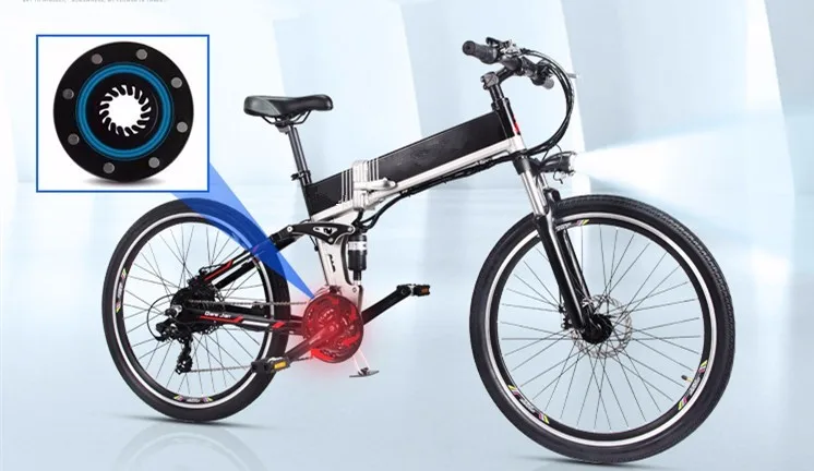 Top Aluminum Alloy Frame 26 Inch Folding Mountain E Bike 48v 10.4ah Lg Hidden Battery 250w 350w Electric Bicycle 8