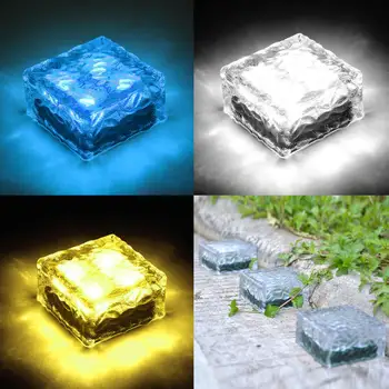 

Waterproof Path Way Ice Cube Brick Lamp Creative Led Solar Ice Brick Light Yard Garden Party Decoration