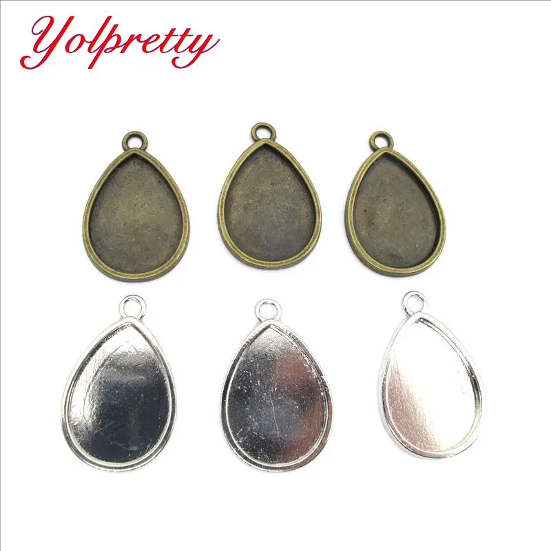 

Yolprtty 5pcs 18x25mm Inner Size 2 Colors Drop Style Cameo Cabochon Base Setting Charms Pendant necklace findings