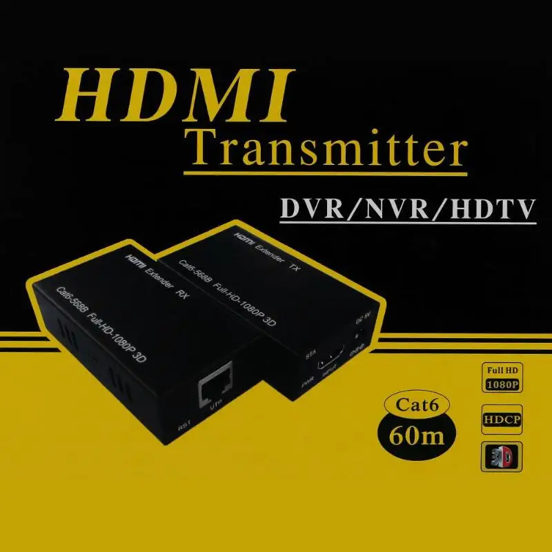  1080P 3D HDMI Extender Ethernet Converter Network HDMI Transmitter Receiver Over CAT5/6 Single Cabl