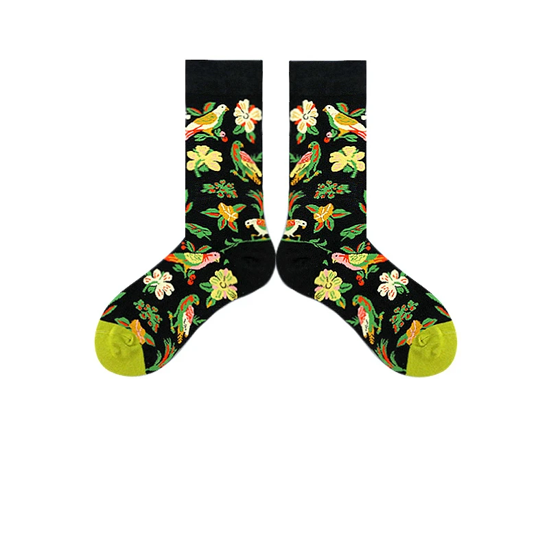 PEONFLY мужские носки японское счастье хлопок Красочные Мультяшные забавные кавайные листья Алмаз крокодил носки мужские для Рождественский подарок - Цвет: khaki