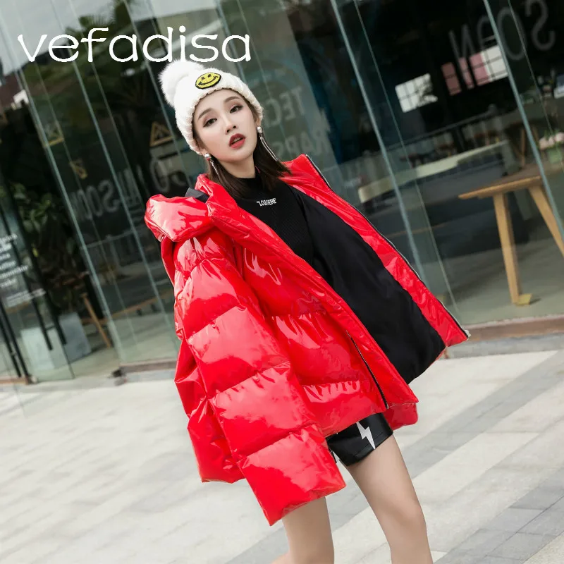 red winter coat with hood