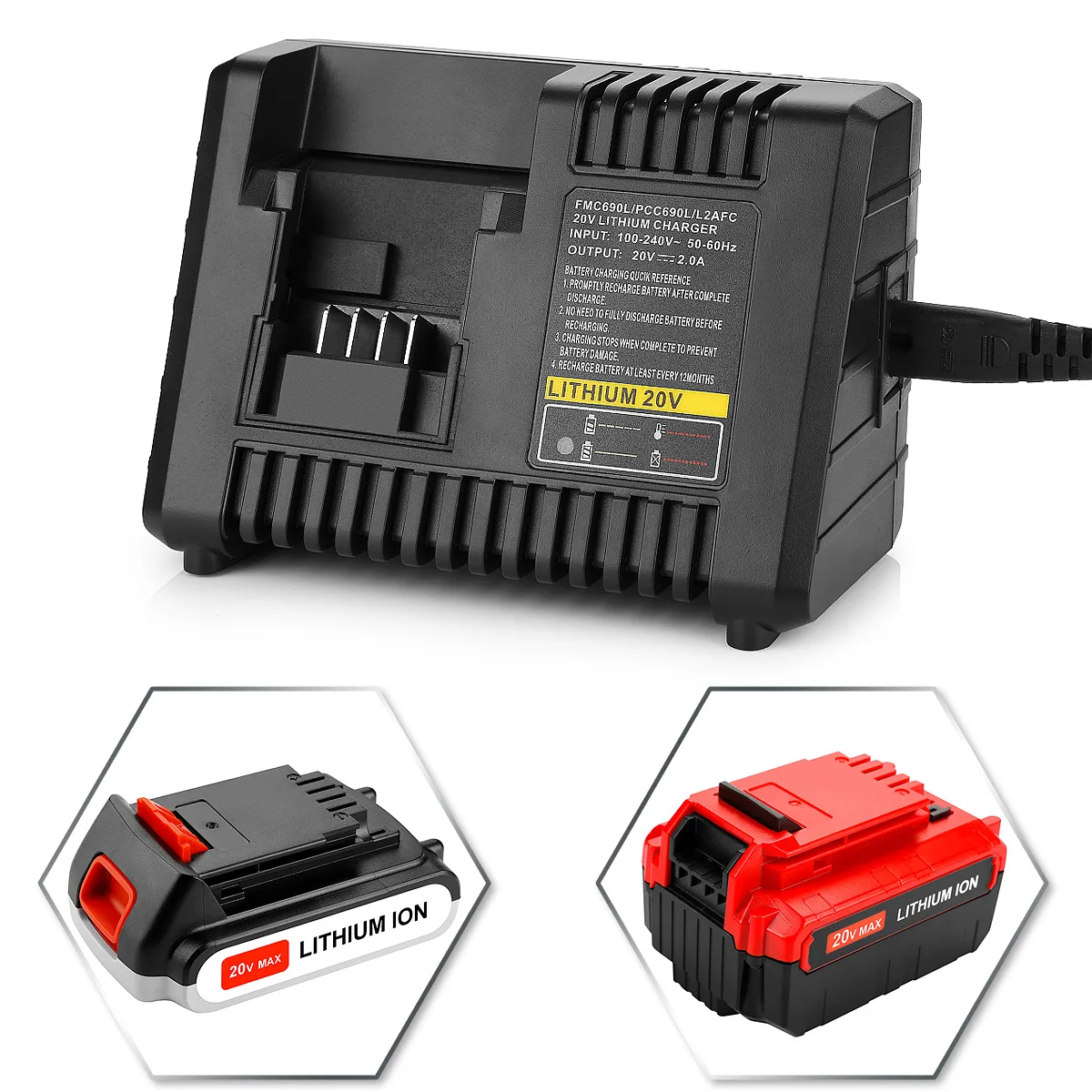 20V зарядное устройство для Black &amp Decker литий-ионная батарея и замена Porter-кабель LB20