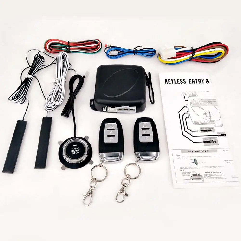 

9Pcs/Set Car Keyless Entry Engine Start Alarm System Push Button Remote Starter Central Kit Auto Door Lock car alarm system