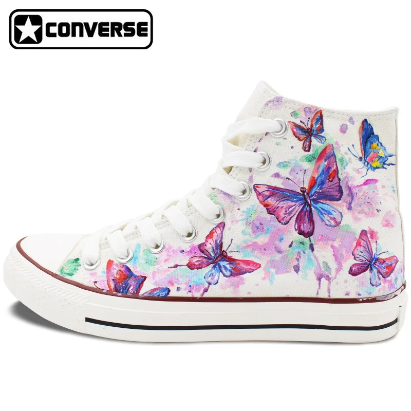 Prix pour 2017 Nouveau Peint À La Main Chaussures Coloré Papillon Converse Chuck Taylor High Top Toile Sneakers De Noël Cadeaux Hommes Femmes Prix pour 2017 Nouveau Peint À La Main Chaussures Coloré Papillon Converse Chuck Taylor High Top Toile Sneakers De Noël Cadeaux Hommes Femmes