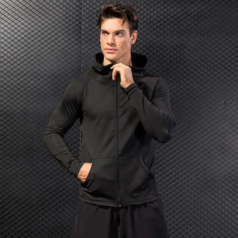 

2020 High quality Fitness Men Hoodies Brand Clothing Men Hoody Zipper Casual Sweatshirt Muscle Men's Slim Fit Hooded Jackets Men