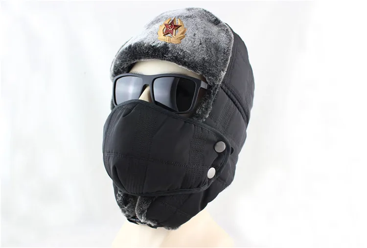 Шапка-ушанка с советским значком для России, для мужчин и женщин, шапки-бомберы, шапка летчика-охотника, зимняя шапка из искусственного меха, мужская маска для лица, снежные шапки