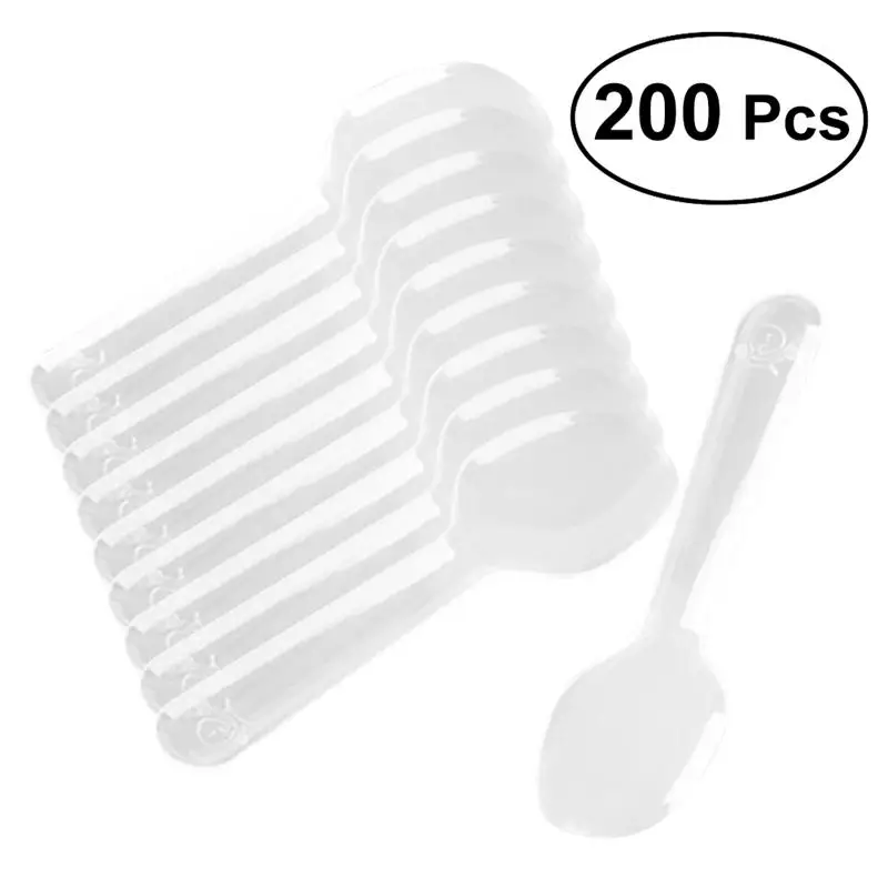 200pcs Mini Clear Plastic Spoons Disposable Flatware Spoons For Jelly Ice Cream Dessert