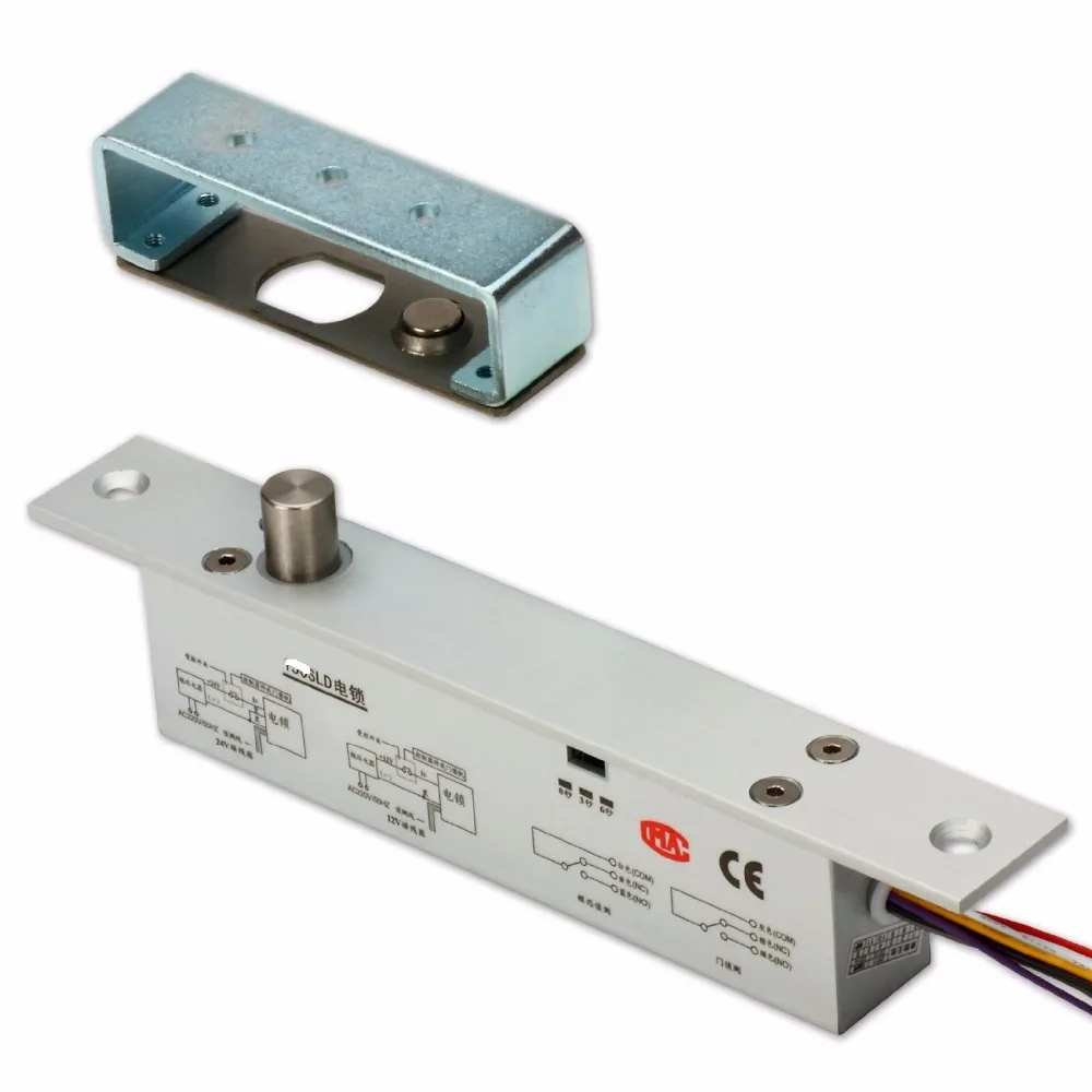 Fail Safe DC12V Deadbolt Electric Drop Bolt Plug Narrow Door Lock 5 wires door status detection