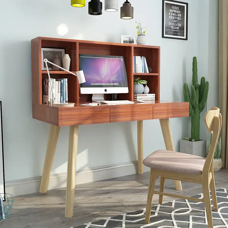 Louis Fashion Computer Desks Type Solid Wood Bookshelf Combination