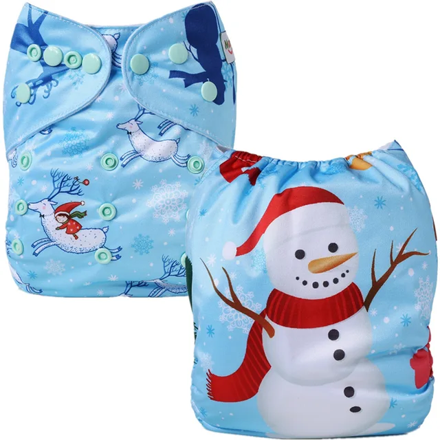 [Mumsbest] New Baby Christmas Diaper Positioned Digital Cloth Diapers Cover Babies Christmas