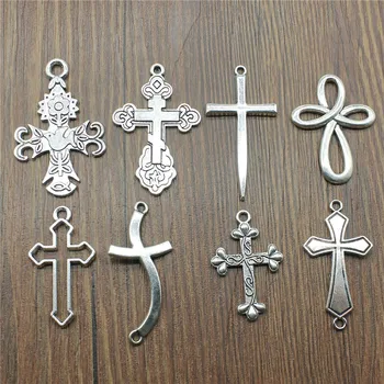 

Charms Cross Antique Silver Color Cross Charms Pendants For Bracelets Cross Charms Connector Wholesale