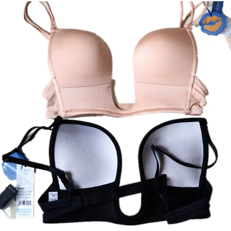 Ultra Deep V Plunge Bra Low Cut Push Up Cleavage Top Padded 3 way Convertible