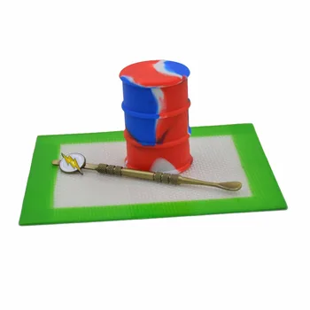 

26ml Oil Drum Silicone oil concentrate Container Jar for butane Slick oil + Bho Dabber Curving tool + Silicone Dab wax mat pad