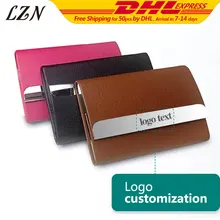 LZN 50 шт. в партии красочные LE нержавеющая сталь бизнес имя держатель кредитной карты коробка Бесплатный Лазерный гравированный логотип/Имя/текст