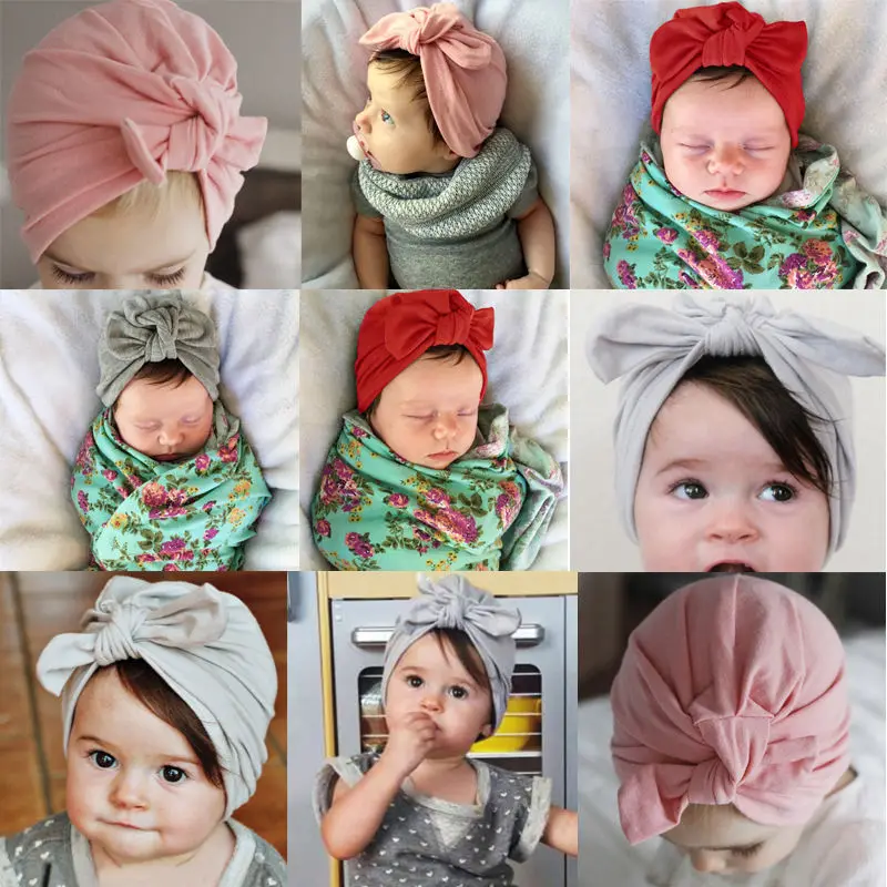Newborn Baby Toddler Kids Boy Girl Bowknot Soft Cotton Beanie Hat Cute