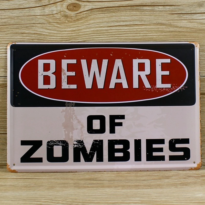 

Остерегайтесь живописи зомби, декоративно-прикладное искусство, жестяные знаки, украшение для паба, бара, кинотеатра