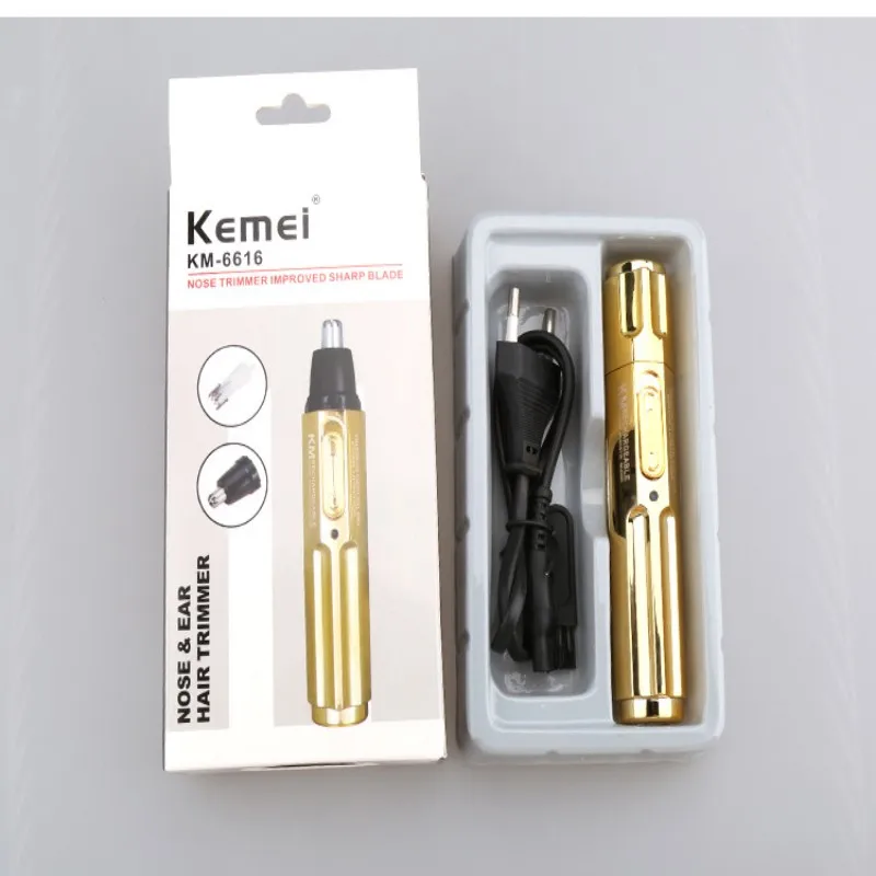 KEMEI электрический триммер для волос в носу Профессиональный перезаряжаемый из нержавеющей стали машинка для стрижки волос в носу cortapelos nariz KM-6616