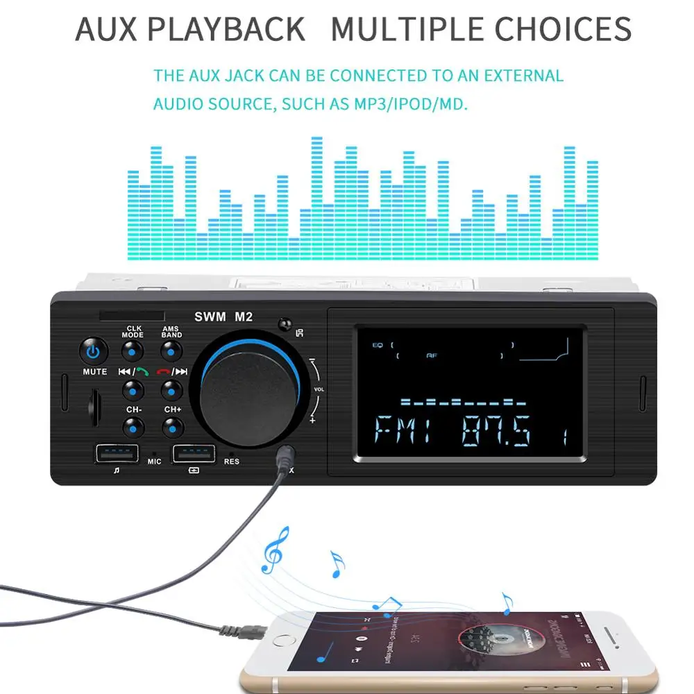 SWM Автомобильный MP3-плеер мультимедийный двойной USB автомобильный Радио кассетный плеер 12 в Bluetooth громкая связь вызов автомобильный аудио Tf U диск Aux FM пульт дистанционного управления