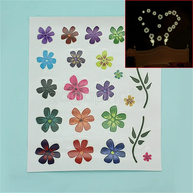 luminous glow in the dark sticker cartoon flower bedroom wall decal