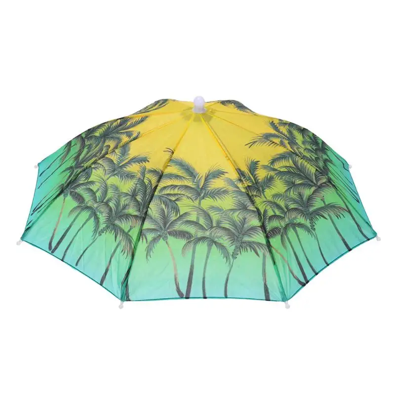 Переносная головная шляпа-зонтик, шапка для рыбалки, анти-дождь, рыбалка, анти-солнце, зонтик, шляпа для взрослых и детей, унисекс, уличная Спортивная Кепка - Цвет: Coconut tree random