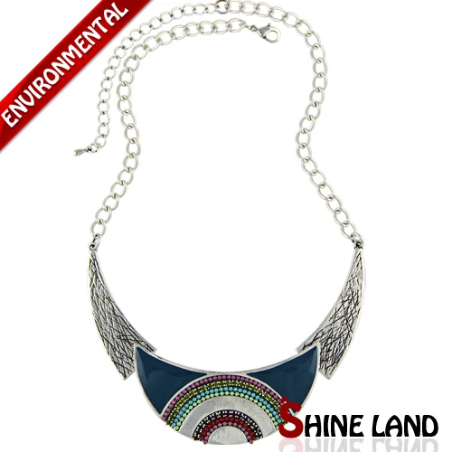 Shineland Collares новые модные женские этнические эмалированные бусы в форме Луны колье массивное ожерелье с подвеской Золотое ювелирное изделие - Окраска металла: blue