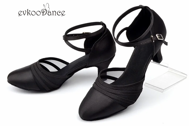 Evkoo/Танцевальная обувь; размеры США 4-12; Цвет хаки, черный; профессиональная танцевальная обувь; высота каблука 6 см; Zapatos De Baile; Женская Evkoo-557 - Цвет: black