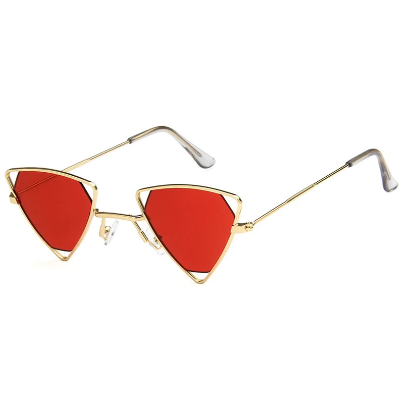 [EL Malus] Новые солнцезащитные очки в дизайнерской металлической оправе женские темно-зеленые красные линзы золотистого и серебряного цветов, сексуальные женские солнцезащитные очки Oculos - Цвет линз: C4 Gold Red
