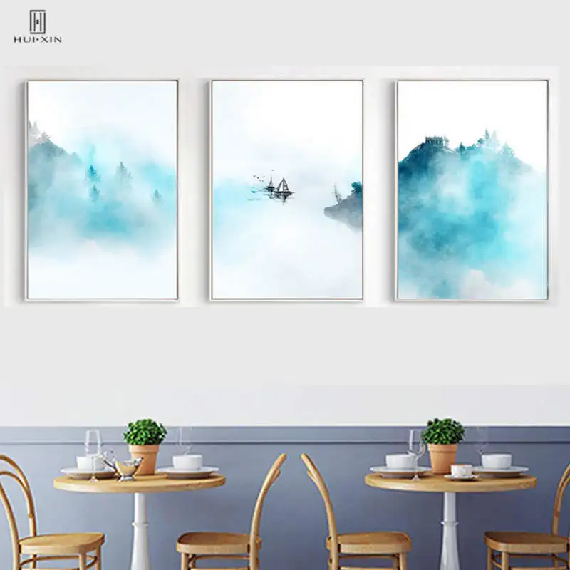 Wall Art Traditional Chinese Style Lanscape Pictures Fresh Blue White