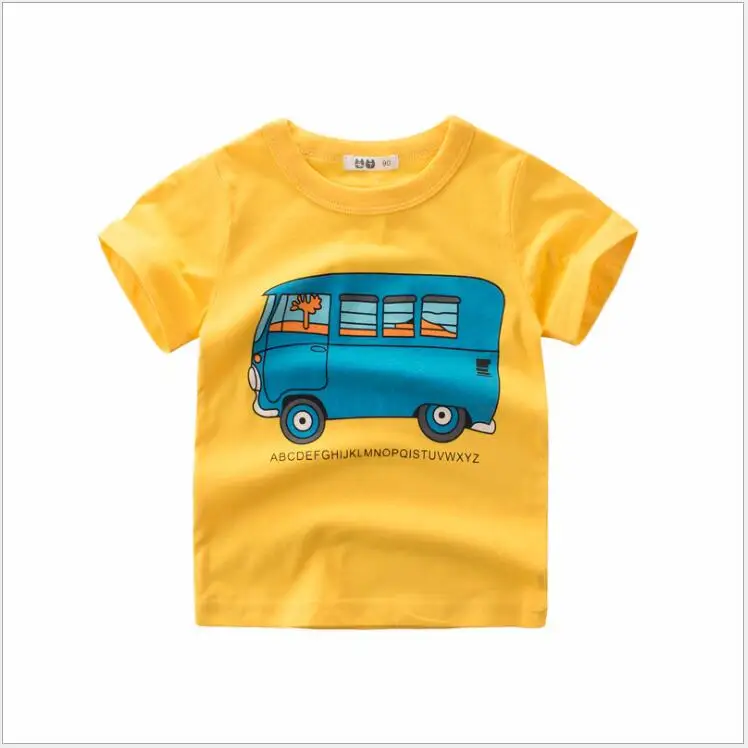 1-8Y-Kids-Boys-T-shirt-Yellow-Bus-Cartoon-Tops-Baby-Cotton-Summer ...