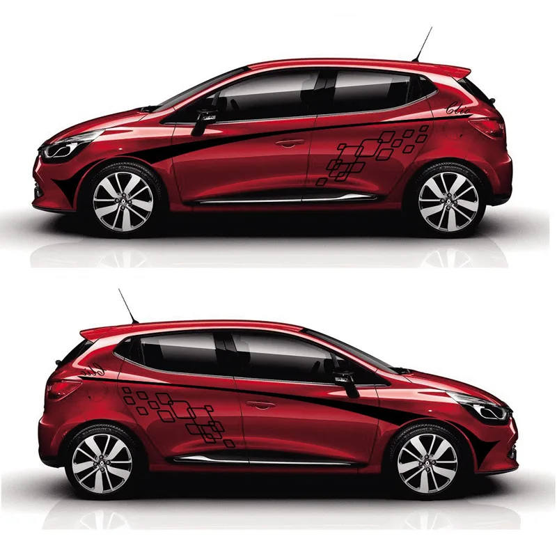 

World Datong Sport Stripes Car Stickers For Renault Clio car Both side body Customized Decal sport auto stickers